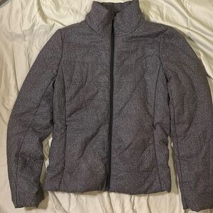 Lovestitch Coco puffer jacket, size S, grey tweed print